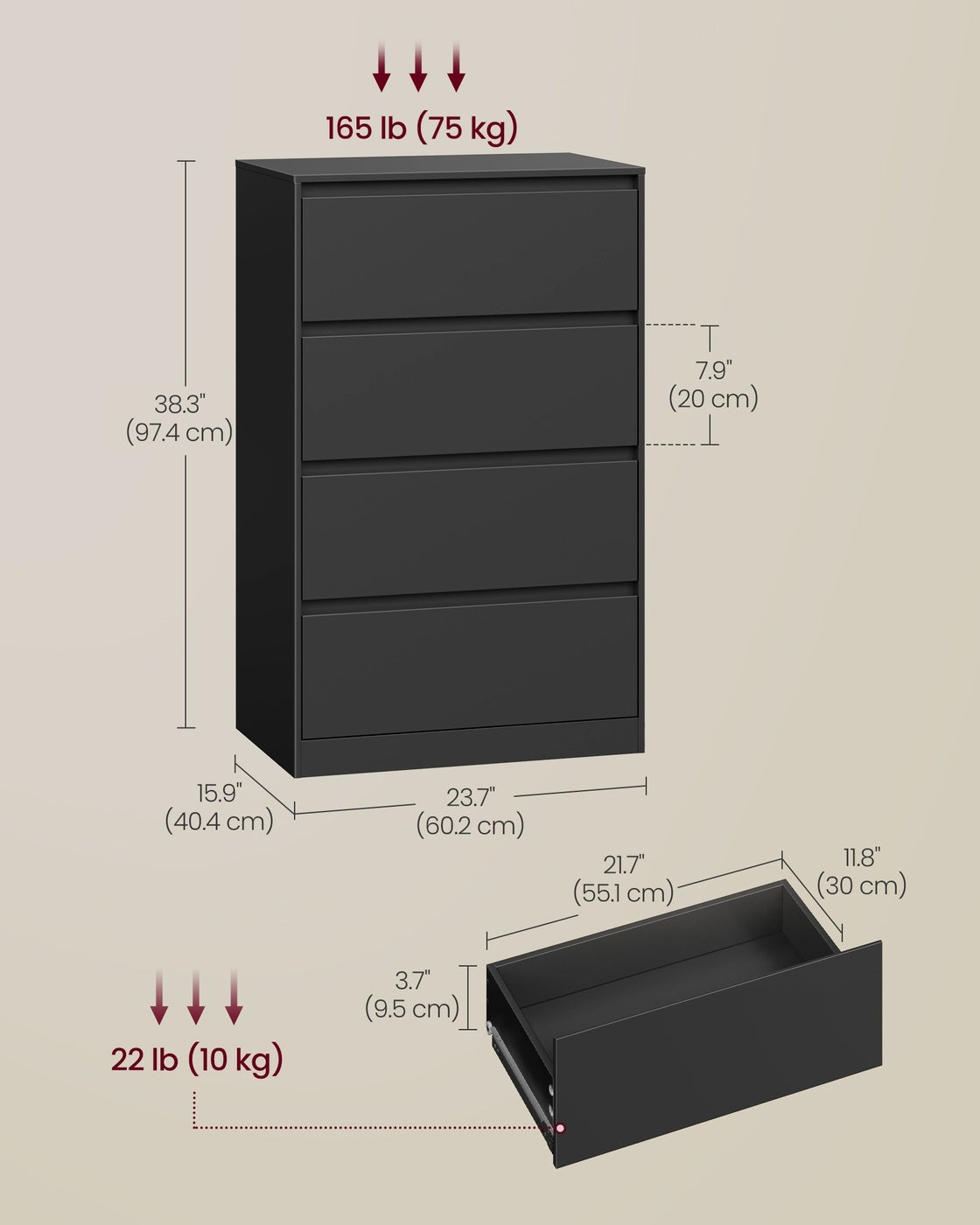 4 Drawer Dresser For Bedroom, Chest Of Drawers Storage Tower Unit - product photo 14