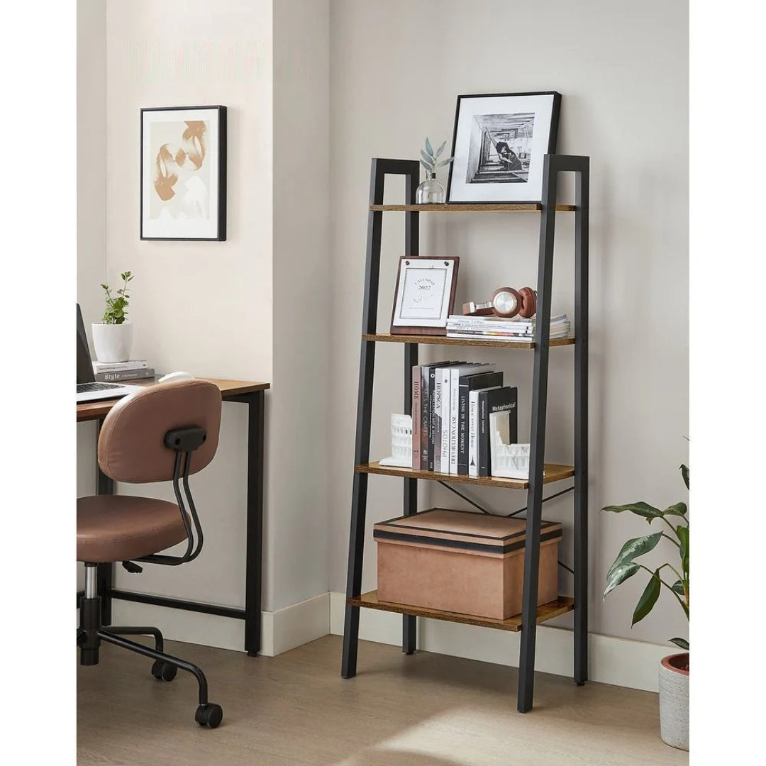 4 Tier Ladder Shelf With Steel Frame – product view 14 | Ridgefield Furniture
