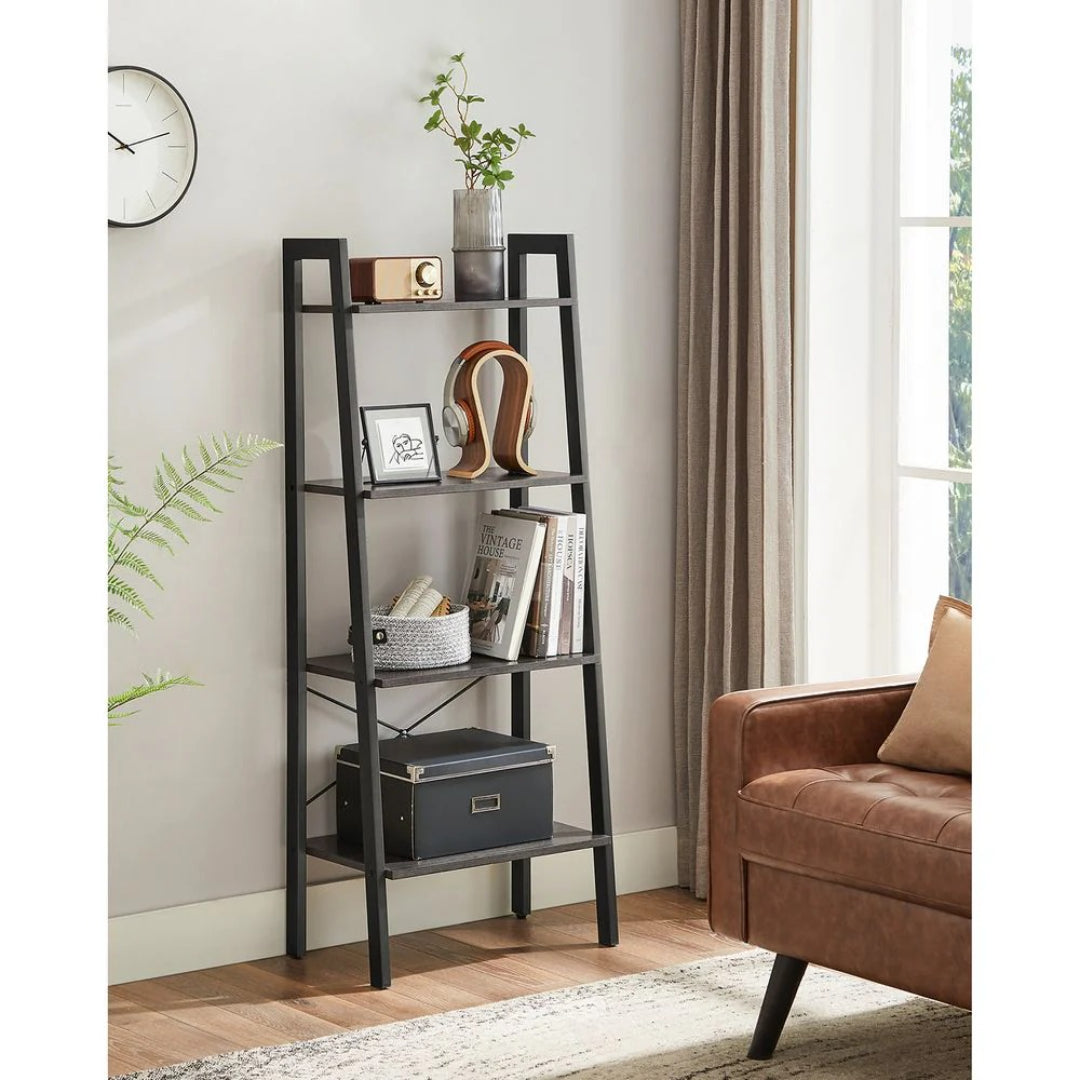 4 Tier Ladder Shelf With Steel Frame – product view 22 | Ridgefield Furniture