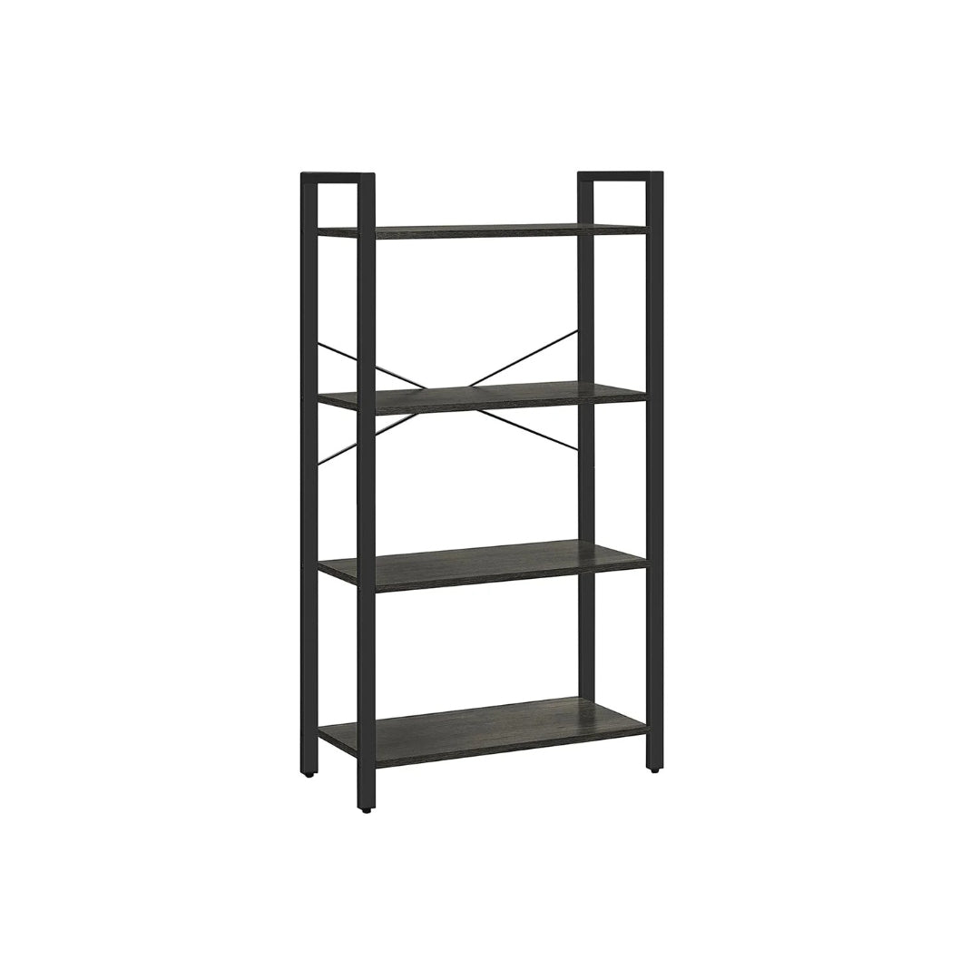 4 Tier Bookshelf With Steel Frame Industrial Storage Shelf – product view 3 | Ridgefield Furniture