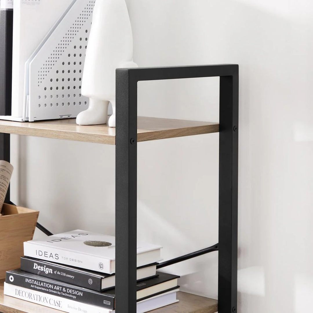 4 Tier Bookshelf With Steel Frame Industrial Storage Shelf – product view 12 | Ridgefield Furniture