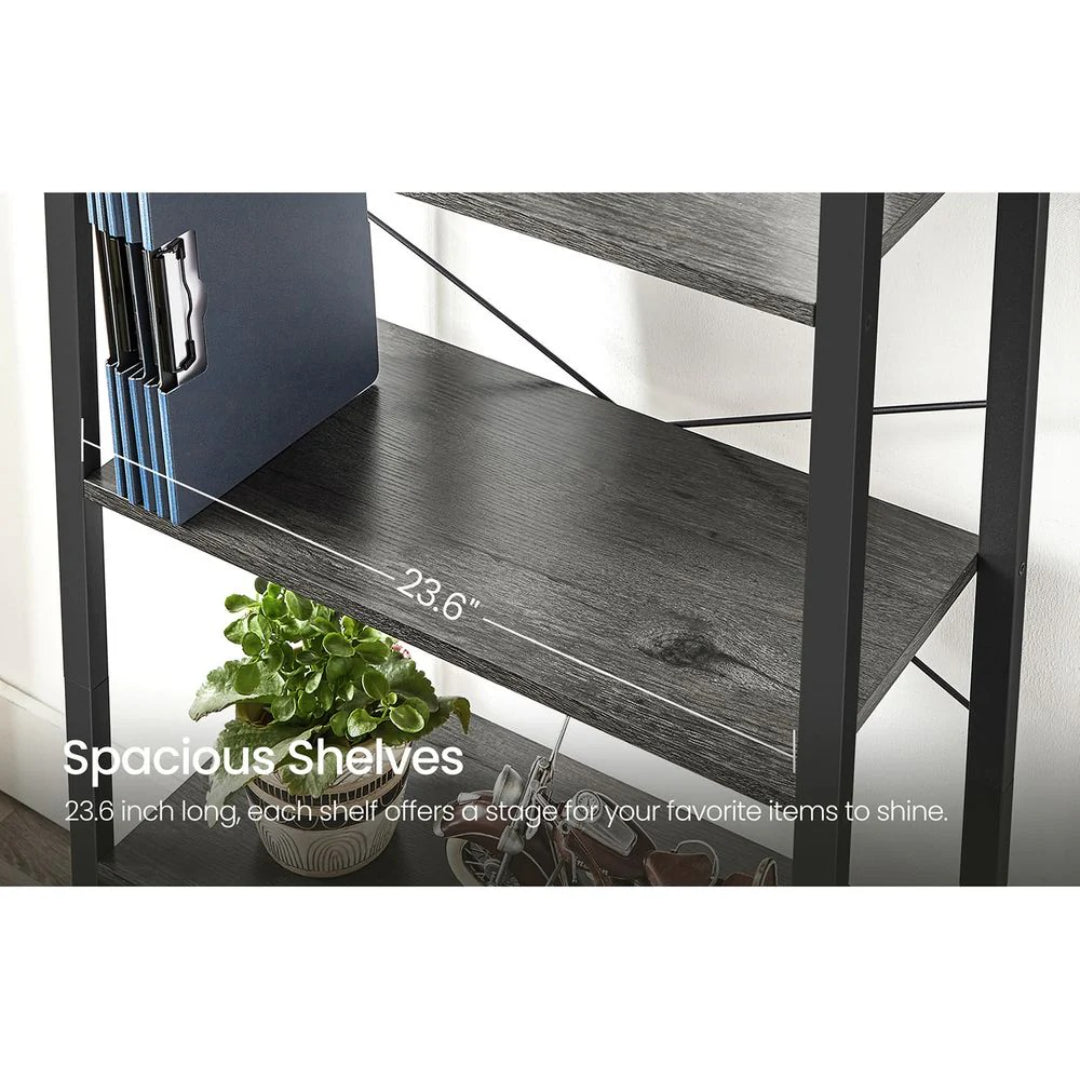 4 Tier Bookshelf With Steel Frame Industrial Storage Shelf – product view 19 | Ridgefield Furniture