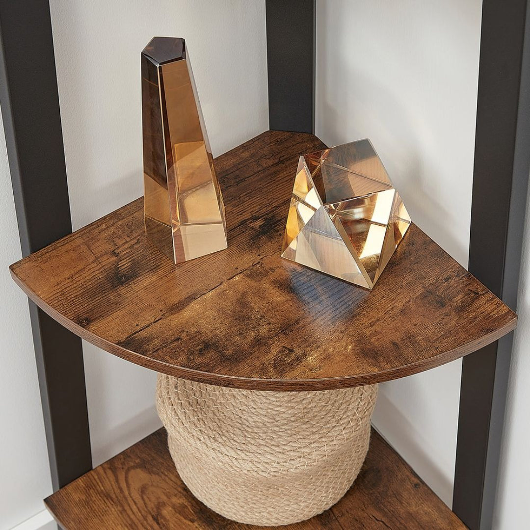 4 Tier Corner Bookshelf Industrial Storage Display Shelf – product view 13 | Ridgefield Furniture
