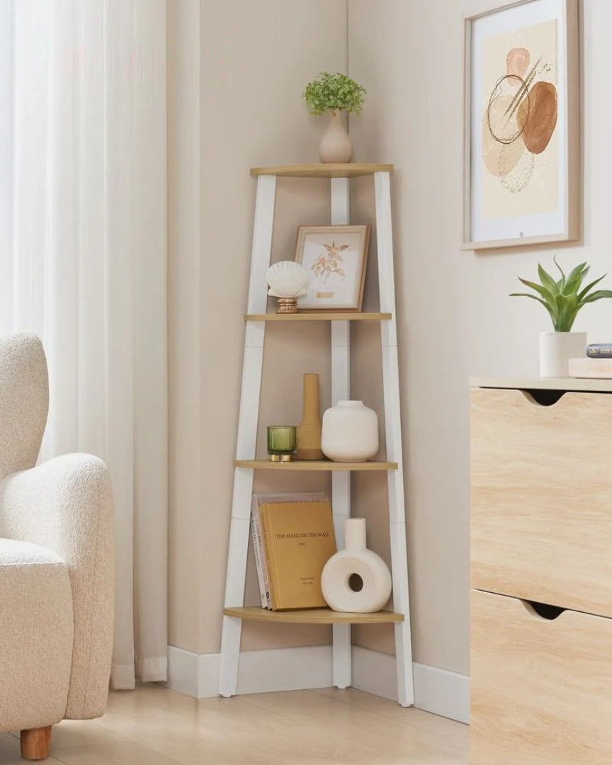 4 Tier Corner Bookshelf Industrial Storage Display Shelf – product view 22 | Ridgefield Furniture