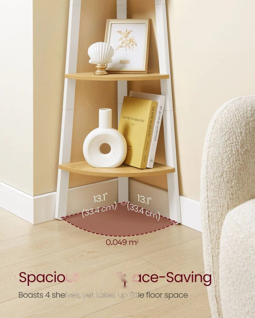4 Tier Corner Bookshelf Industrial Storage Display Shelf – product view 23 | Ridgefield Furniture