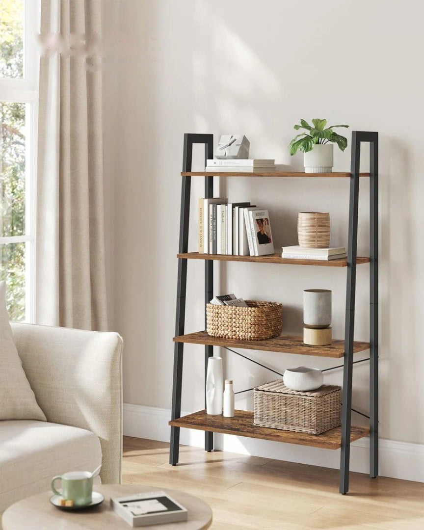 4 Tier Ladder Shelf With Steel Frame Storage Rack – product view 3 | Ridgefield Furniture