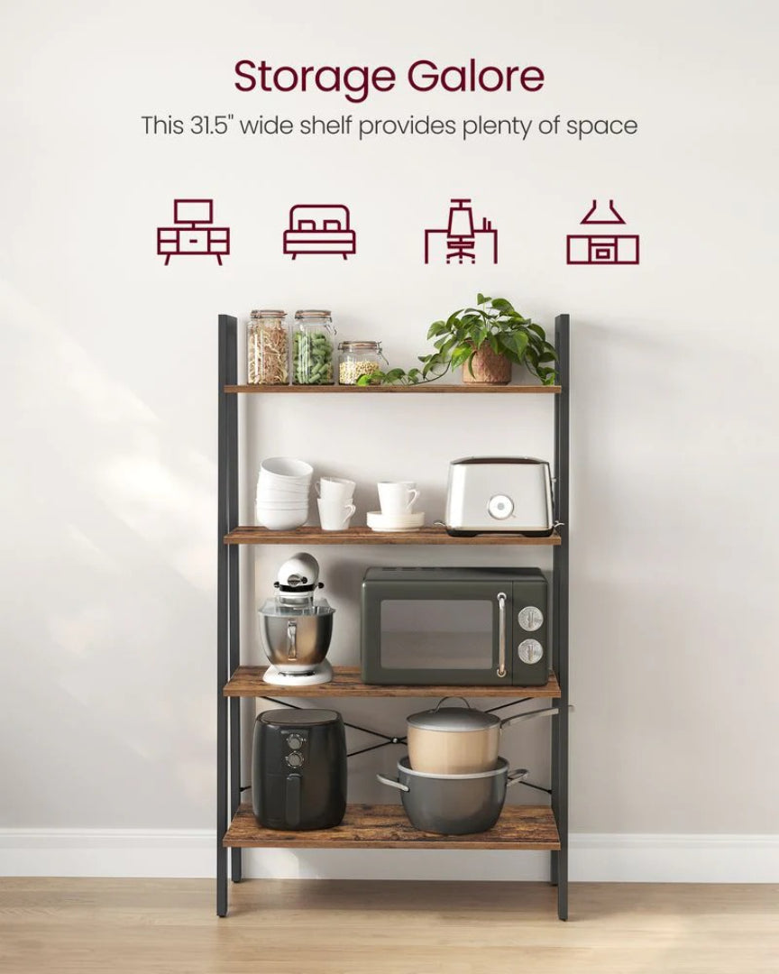 4 Tier Ladder Shelf With Steel Frame Storage Rack – product view 4 | Ridgefield Furniture