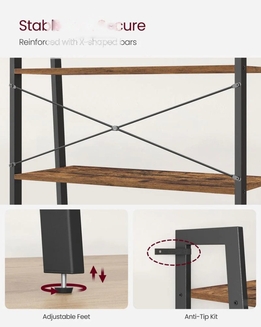 4 Tier Ladder Shelf With Steel Frame Storage Rack – product view 7 | Ridgefield Furniture