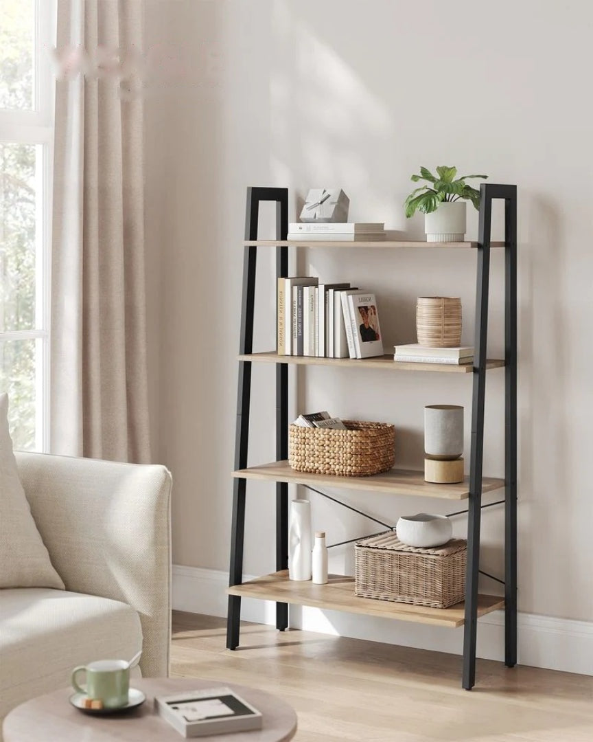 4 Tier Ladder Shelf With Steel Frame Storage Rack – product view 9 | Ridgefield Furniture