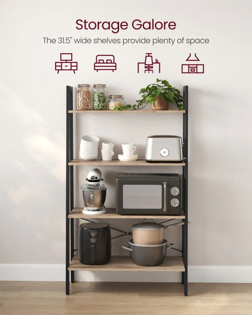 4 Tier Ladder Shelf With Steel Frame Storage Rack – product view 11 | Ridgefield Furniture