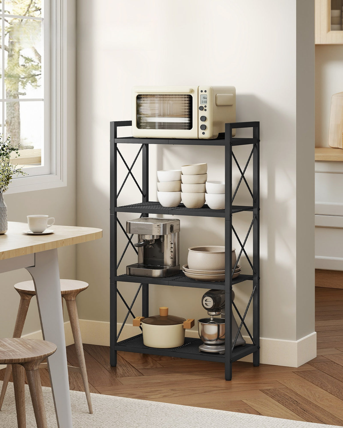 4 Tier Metal Storage Shelf With X Side Frames, 23.6 Inch Wide Rack - product photo 29