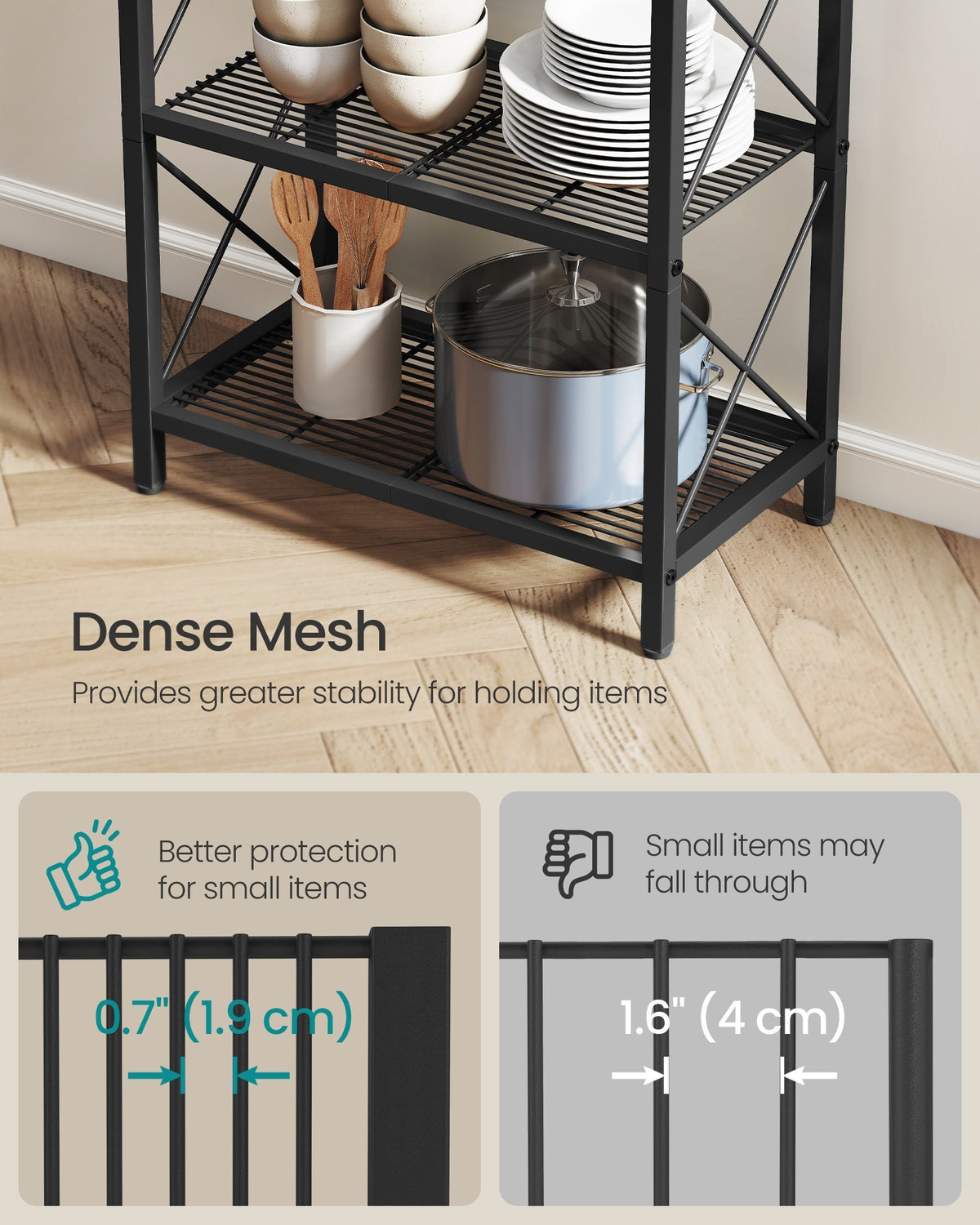 4 Tier Metal Storage Shelf With X Side Frames, 23.6 Inch Wide Rack - product photo 30