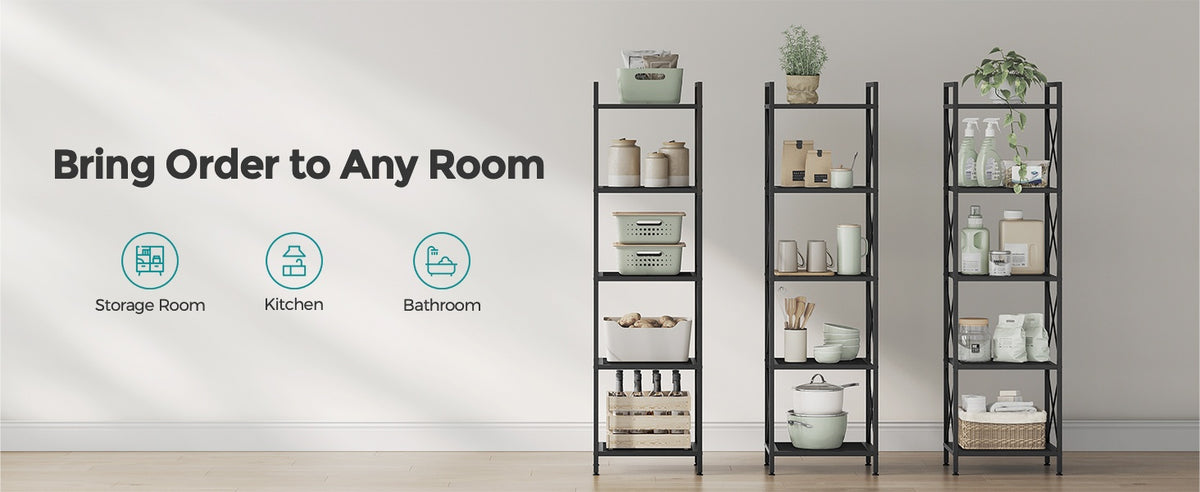 4 Tier Metal Storage Shelf With X Side Frames, 23.6 Inch Wide Rack - product photo 33