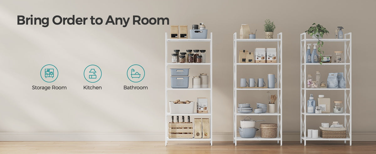 4 Tier Metal Storage Shelf With X Side Frames, 23.6 Inch Wide Rack - product photo 38