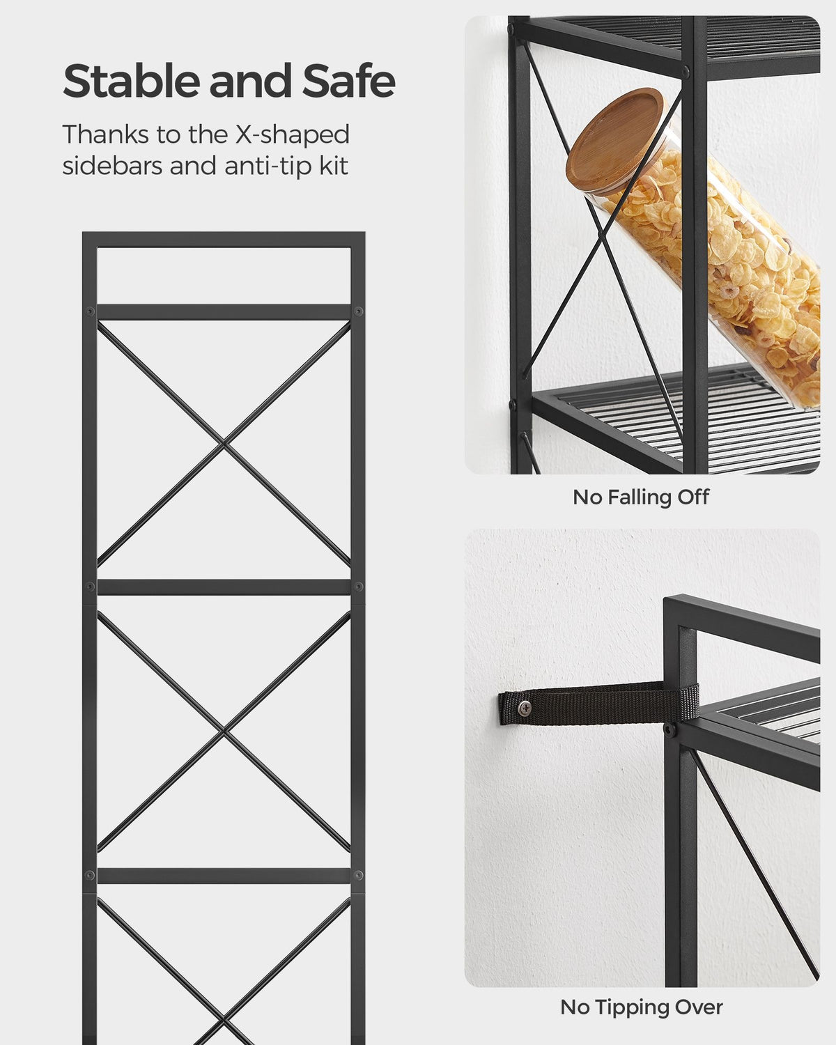 4 Tier Metal Storage Shelf With X Side Frames, 23.6 Inch Wide Rack - product photo 43