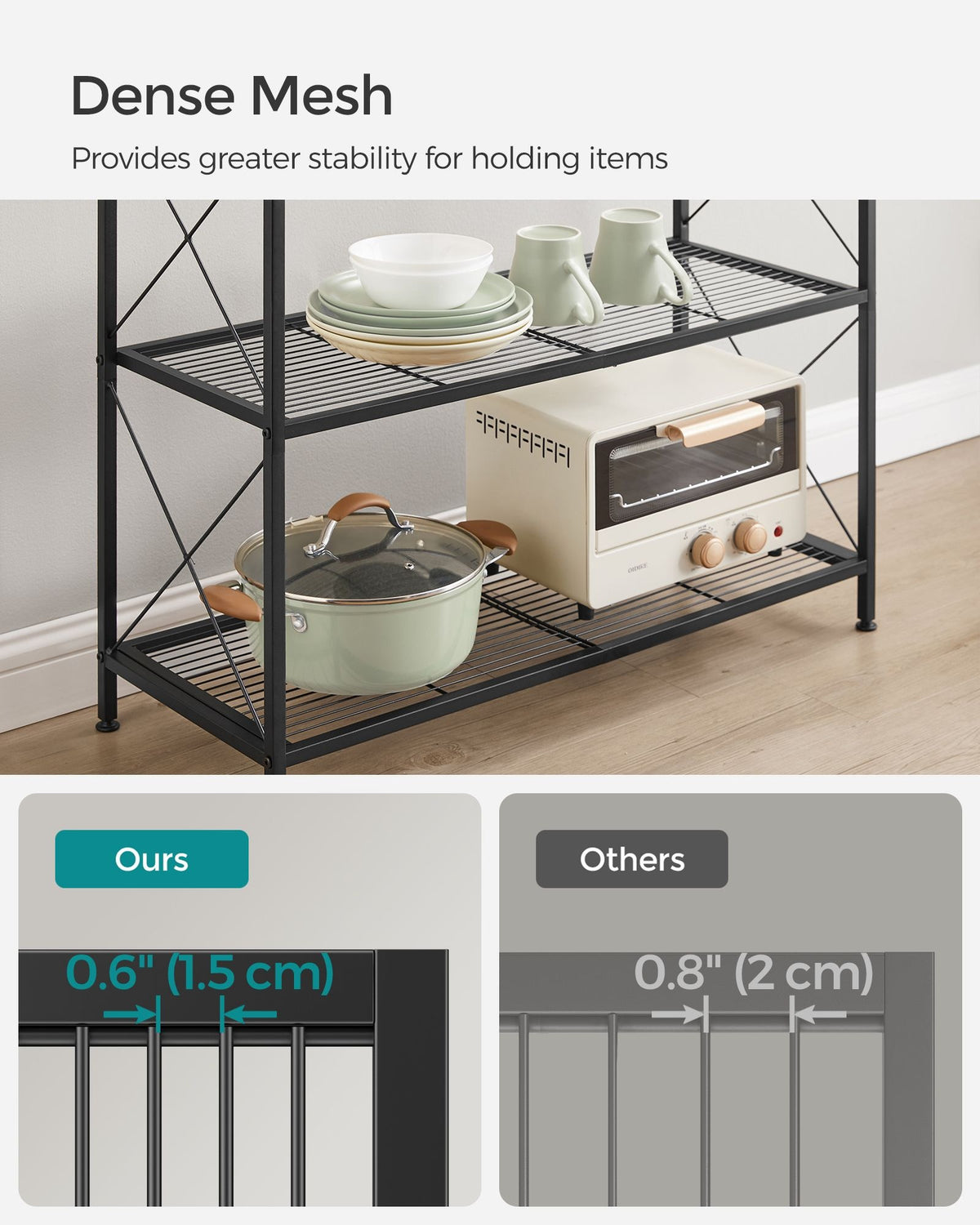 4 Tier Metal Storage Shelf With X Side Frames, 23.6 Inch Wide Rack - product photo 44