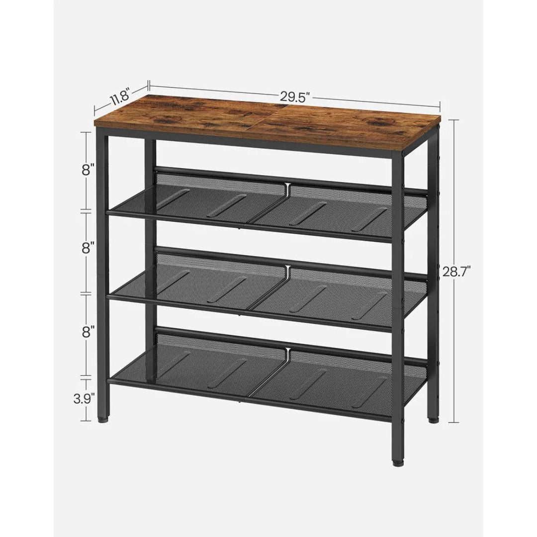 4 Tier Shoe Rack With Storage Top Shelf Entryway Organizer – product view 7 | Ridgefield Furniture