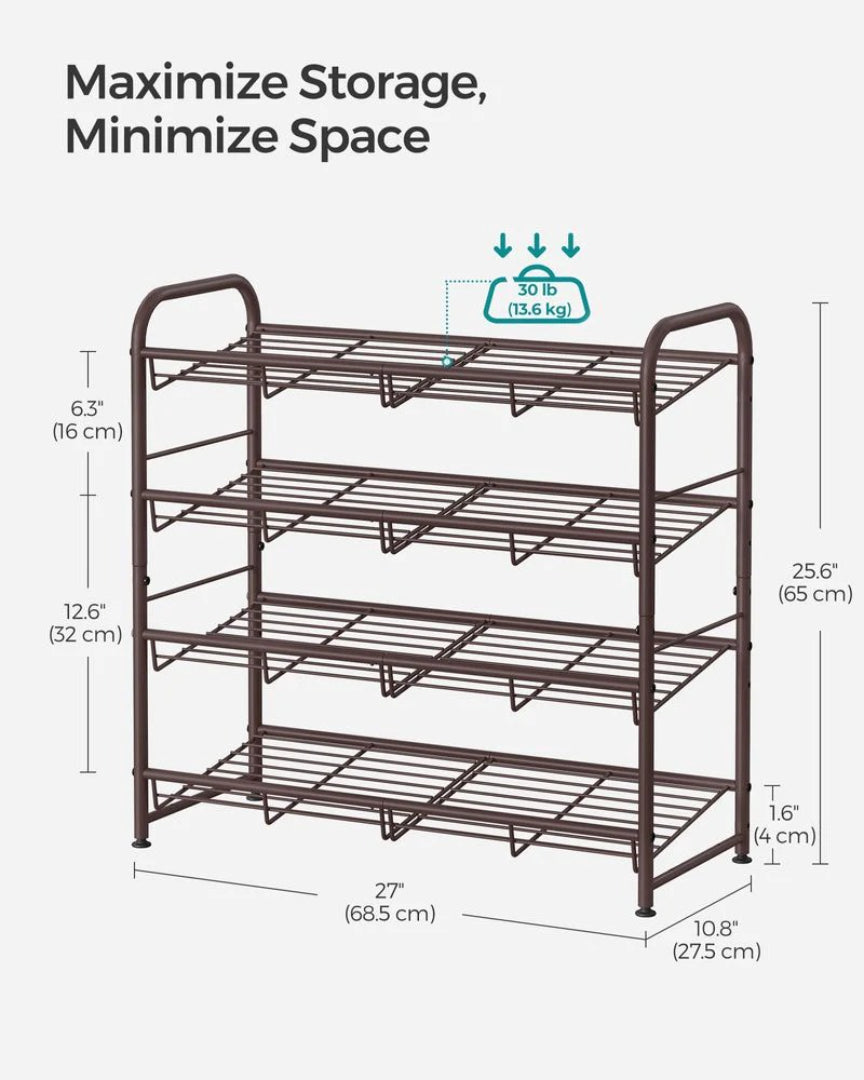 4 Tier Shoe Rack With Metal Shelves – product view 7 | Ridgefield Furniture