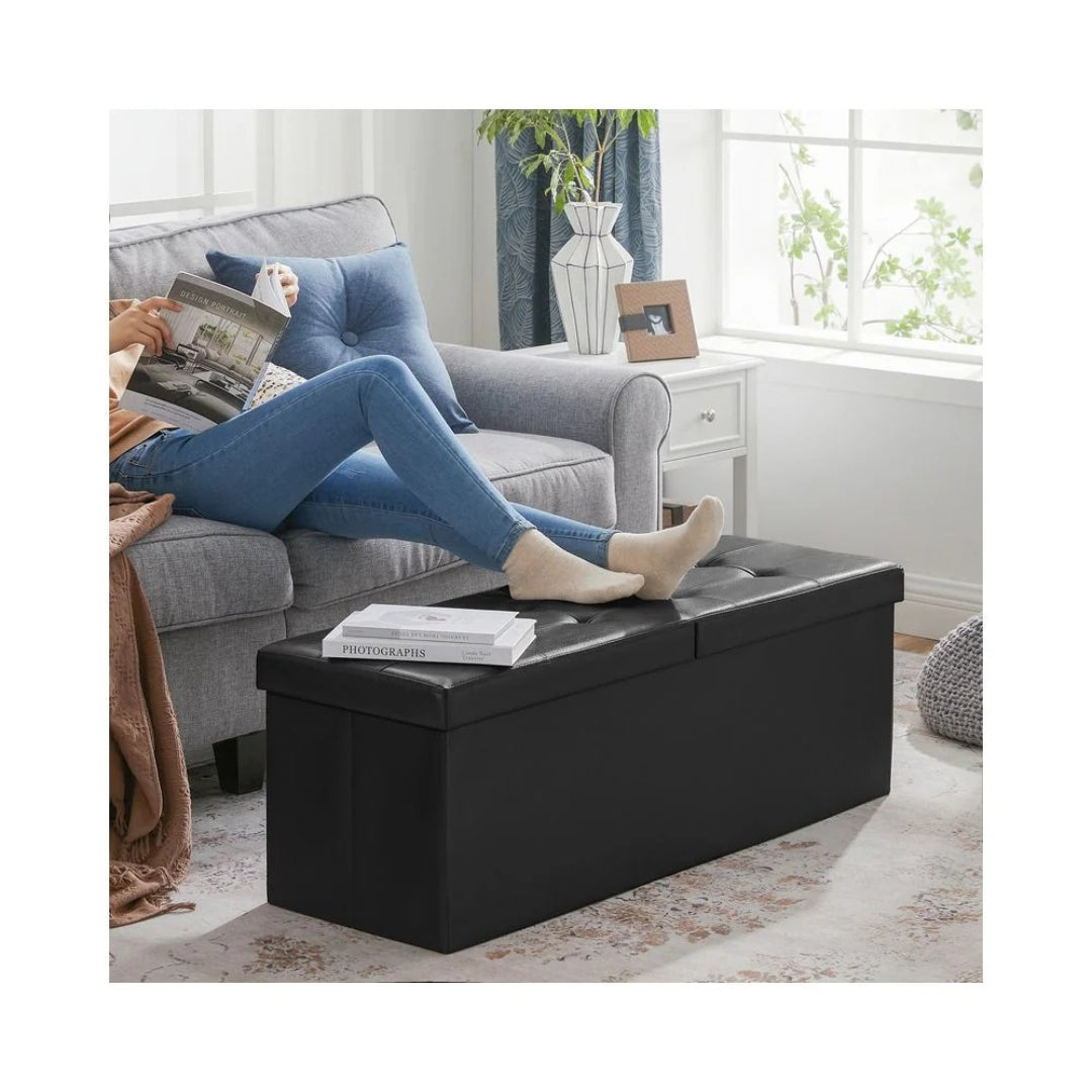 43 Inch Folding Storage Ottoman Bench With Flip Lid & Divider – product view 6 | Ridgefield Furniture