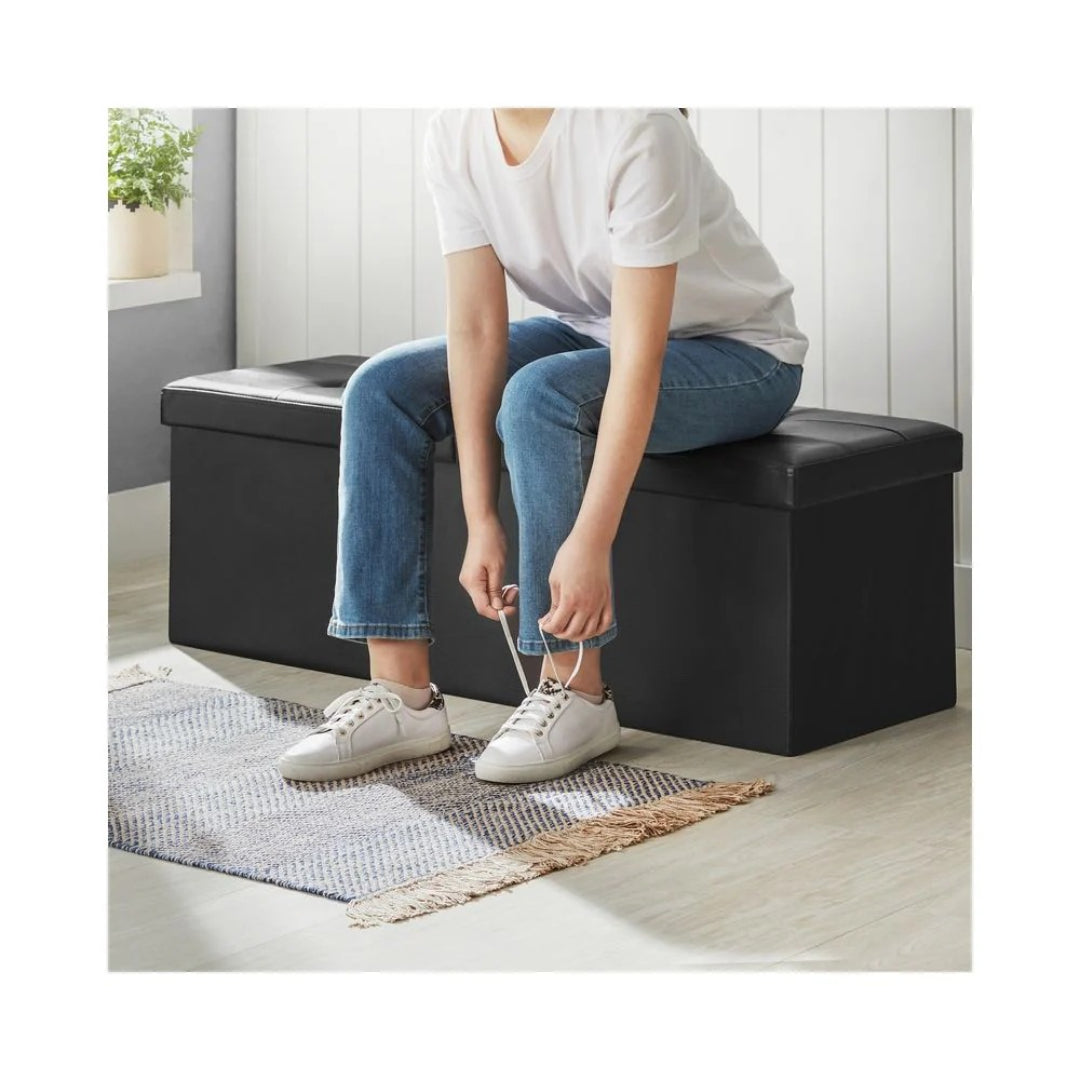 43 Inch Folding Storage Ottoman Bench With Flip Lid & Divider – product view 7 | Ridgefield Furniture