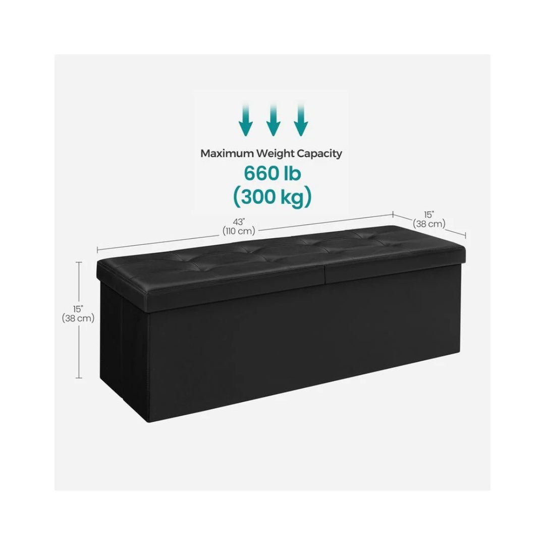 43 Inch Folding Storage Ottoman Bench With Flip Lid & Divider – product view 10 | Ridgefield Furniture