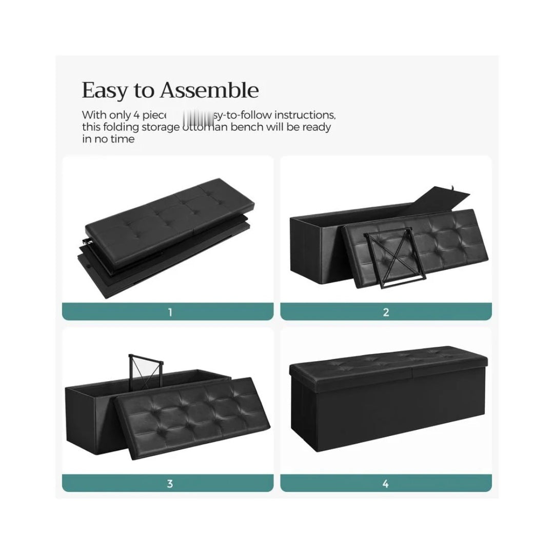 43 Inch Folding Storage Ottoman Bench With Flip Lid & Divider – product view 11 | Ridgefield Furniture