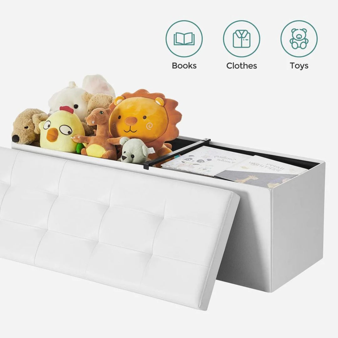 43 Inch Folding Storage Ottoman Bench With Flip Lid & Divider – product view 14 | Ridgefield Furniture