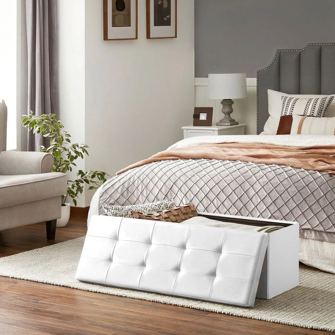 43 Inch Folding Storage Ottoman Bench With Flip Lid & Divider – product view 16 | Ridgefield Furniture