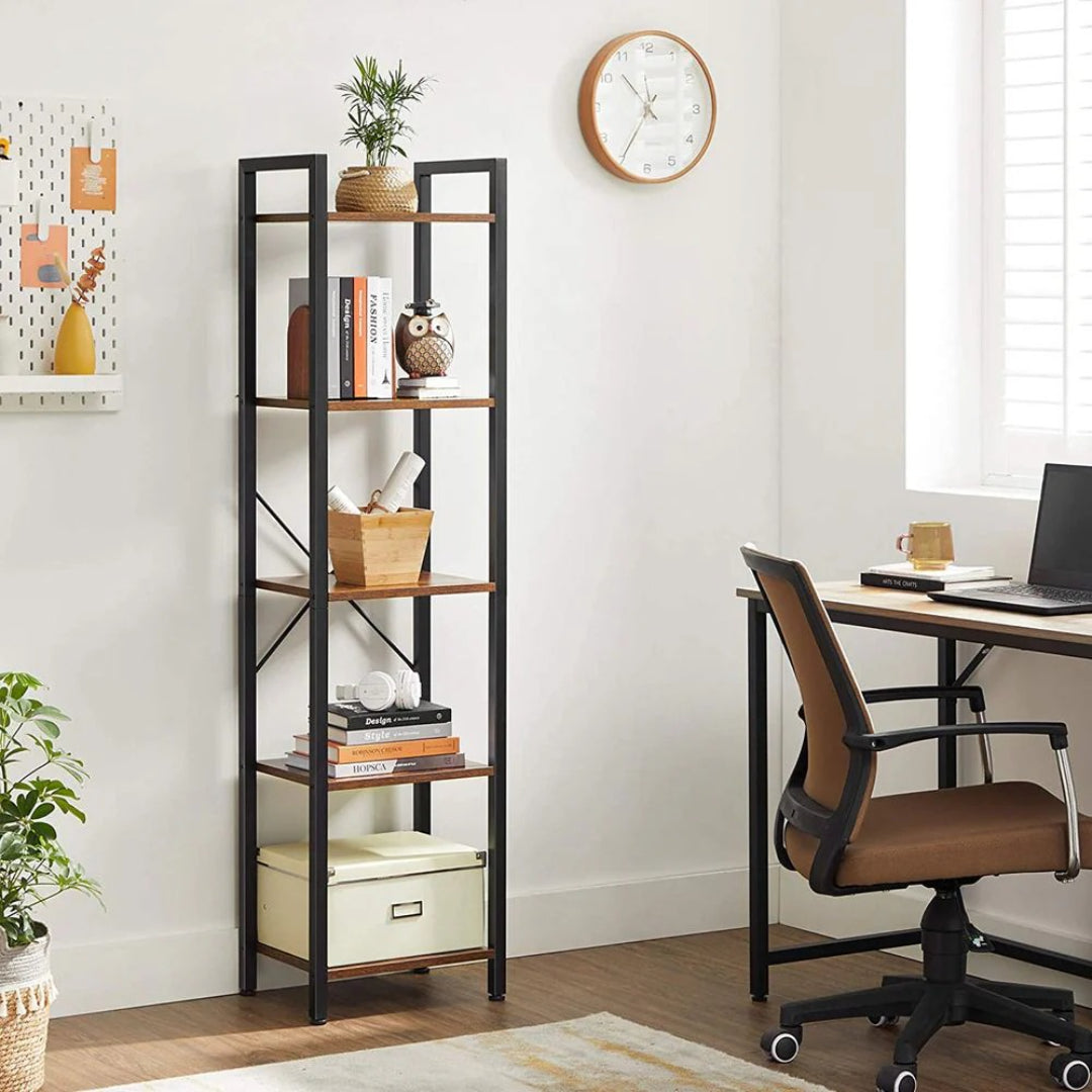 5 Shelf Storage Shelving Unit With Steel Frame Bookcase – product view 4 | Ridgefield Furniture