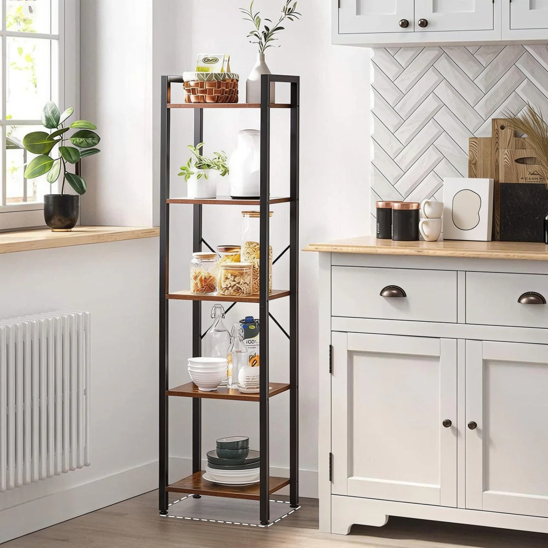 5 Shelf Storage Shelving Unit With Steel Frame Bookcase – product view 5 | Ridgefield Furniture