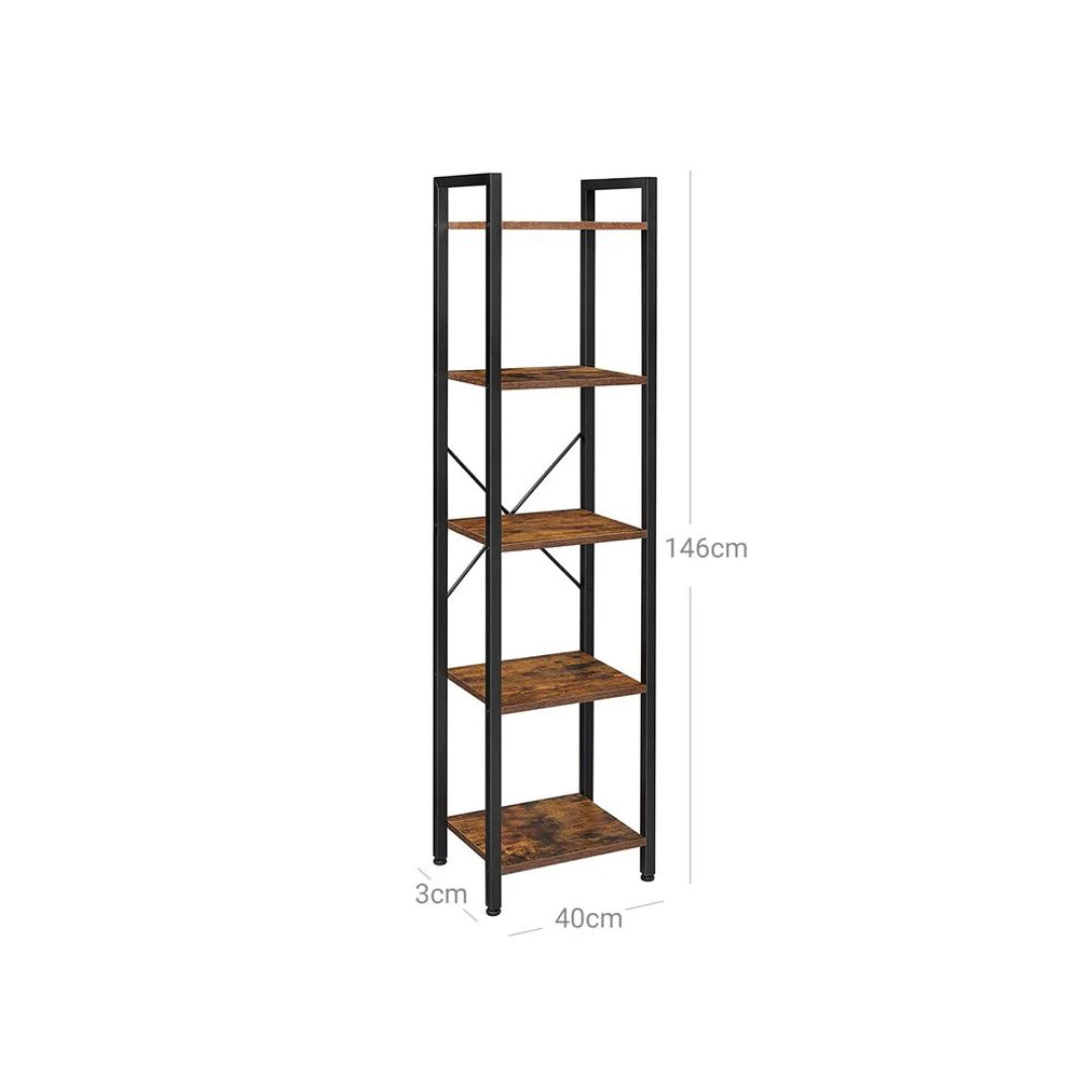 5 Shelf Storage Shelving Unit With Steel Frame Bookcase – product view 8 | Ridgefield Furniture