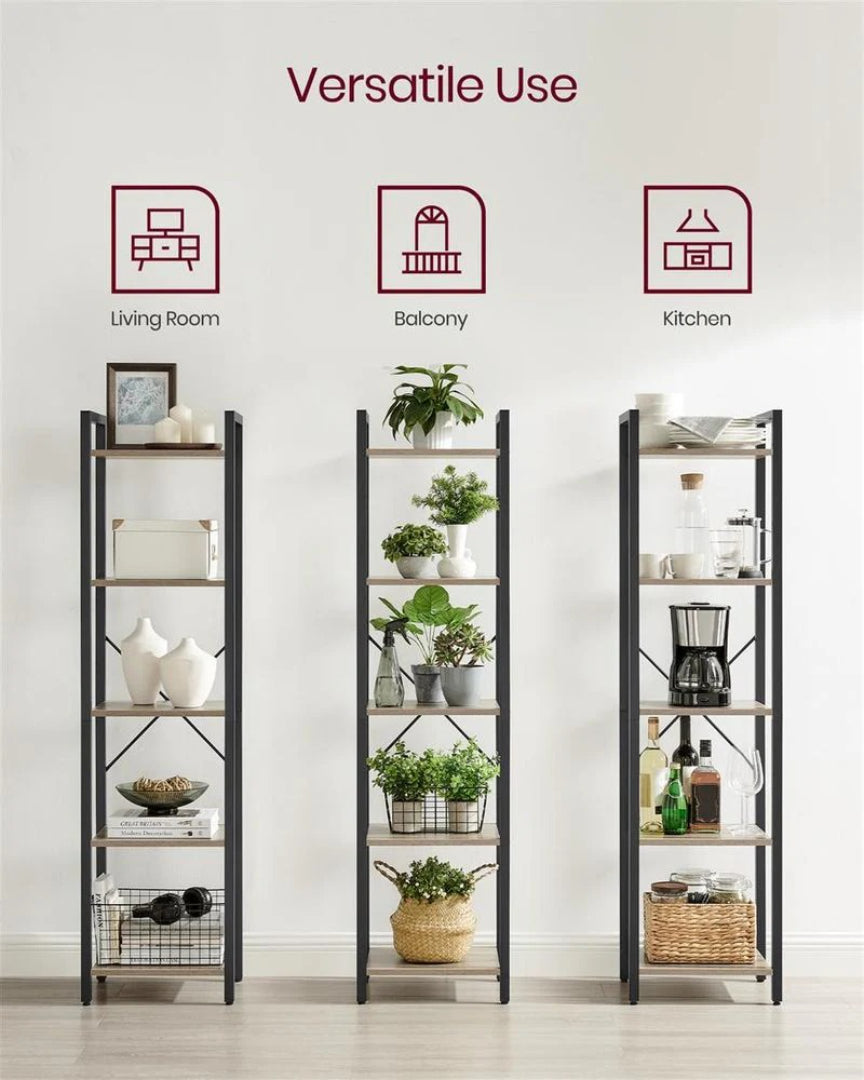 5 Shelf Storage Shelving Unit With Steel Frame Bookcase – product view 15 | Ridgefield Furniture