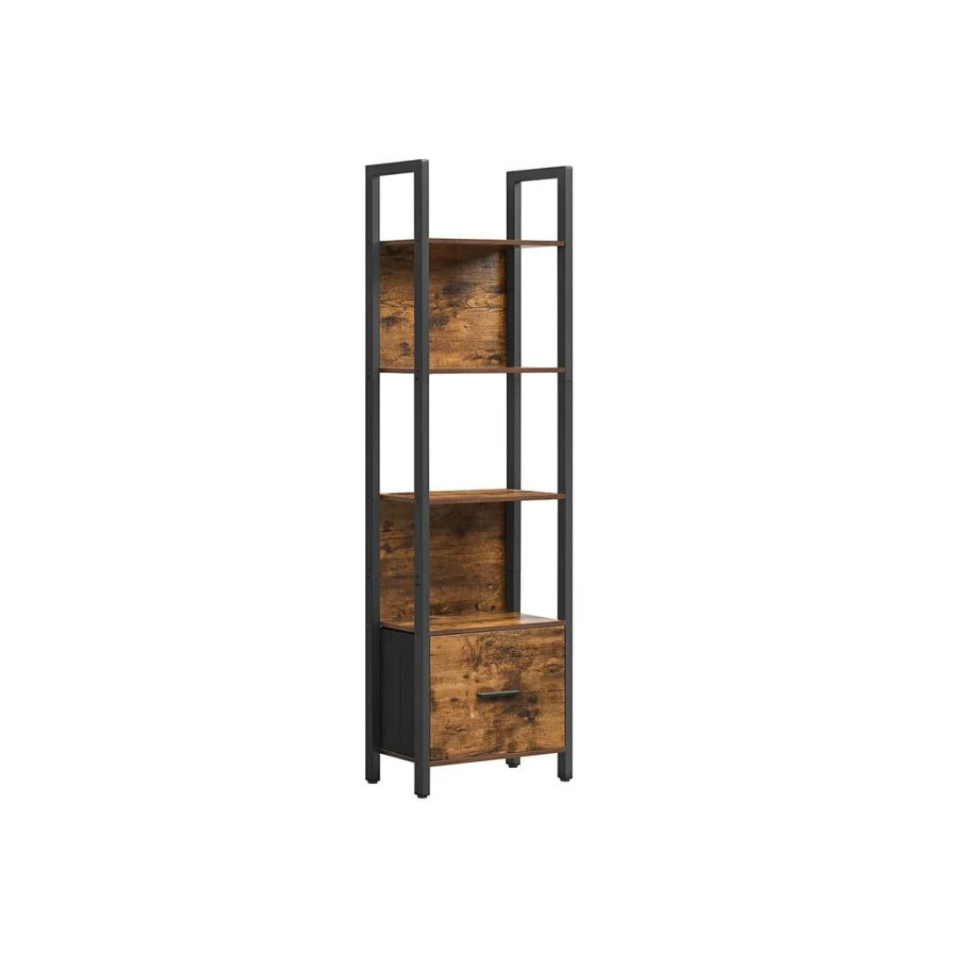 5 Tier Bookshelf With Drawer Steel Frame Storage Shelf – product view 1 | Ridgefield Furniture