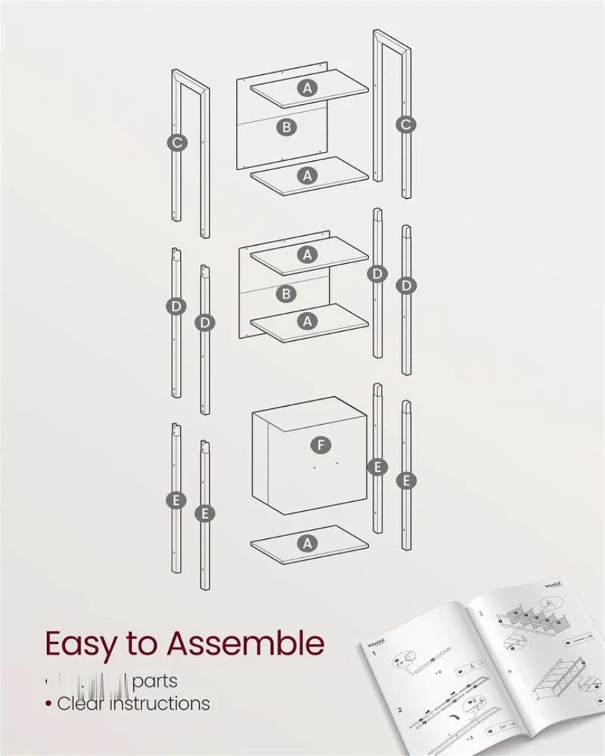 5 Tier Bookshelf With Drawer Steel Frame Storage Shelf – product view 6 | Ridgefield Furniture