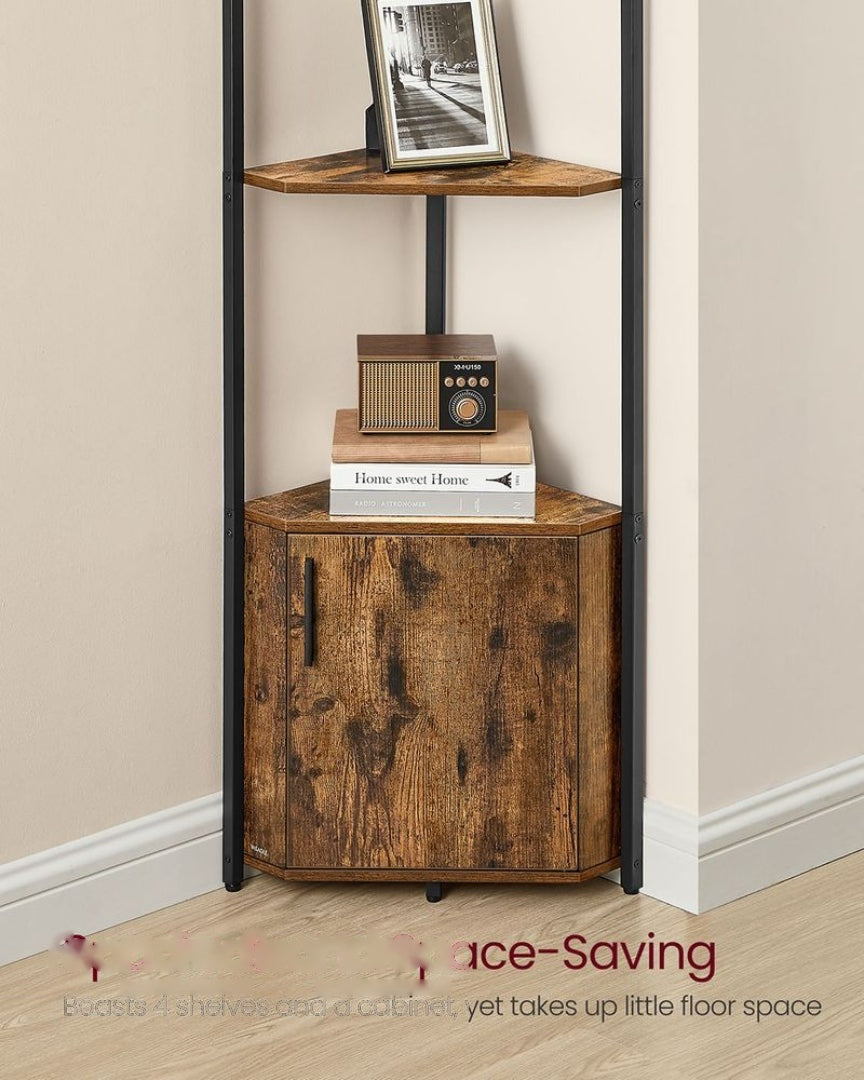 5 Tier Corner Shelving Unit With Cabinet Storage Shelf – product view 9 | Ridgefield Furniture