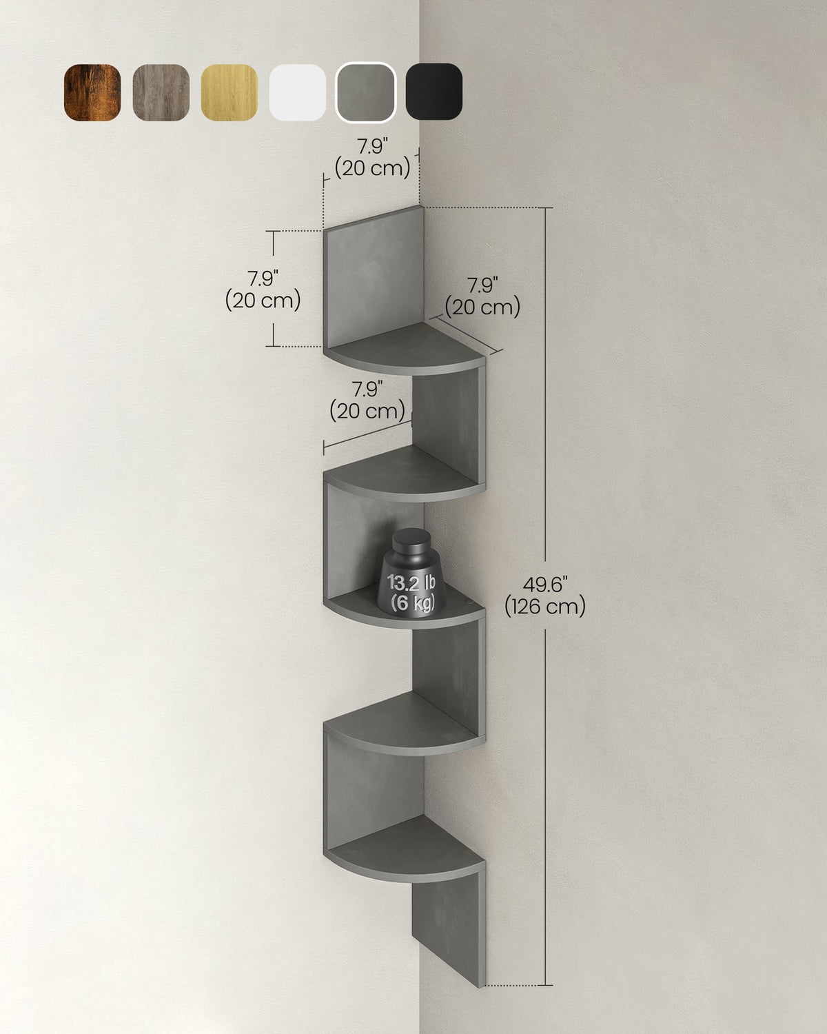 5-Tier Floating Wall Shelf - product photo 04