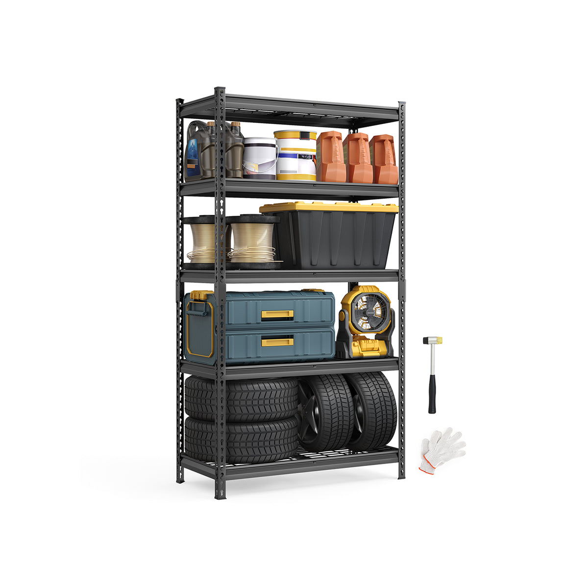 5 Tier Heavy Duty Garage Shelving, 2200 lb Capacity Boltless Rack - product photo 03