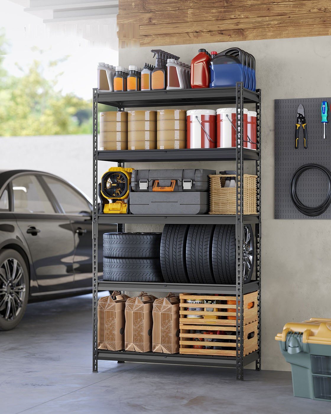 5 Tier Heavy Duty Garage Shelving, 2200 lb Capacity Boltless Rack - product photo 04