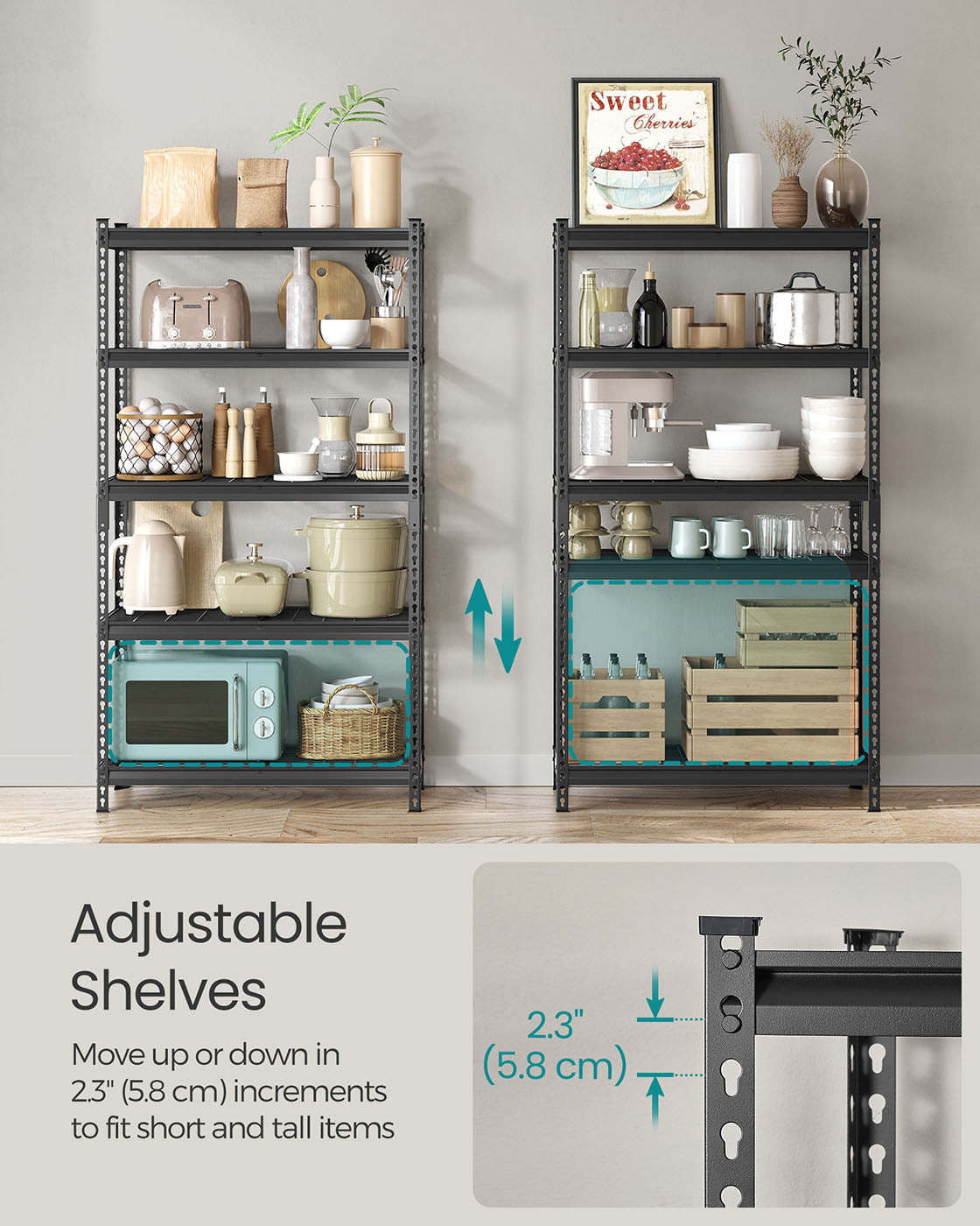 5 Tier Heavy Duty Garage Shelving, 2200 lb Capacity Boltless Rack - product photo 08