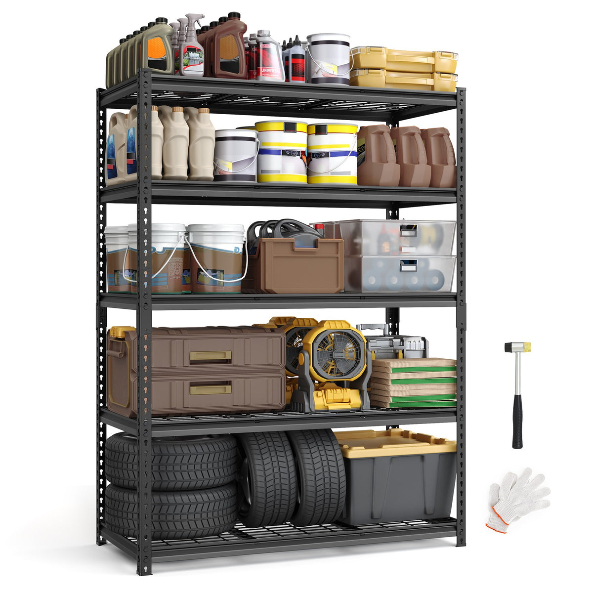 5 Tier Heavy Duty Garage Shelving, 2200 lb Capacity Boltless Rack - product photo 10