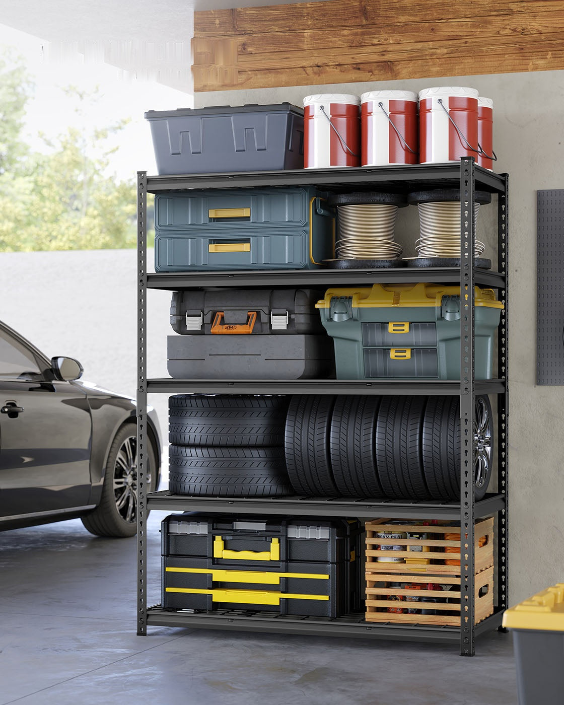 5 Tier Heavy Duty Garage Shelving, 2200 lb Capacity Boltless Rack - product photo 12