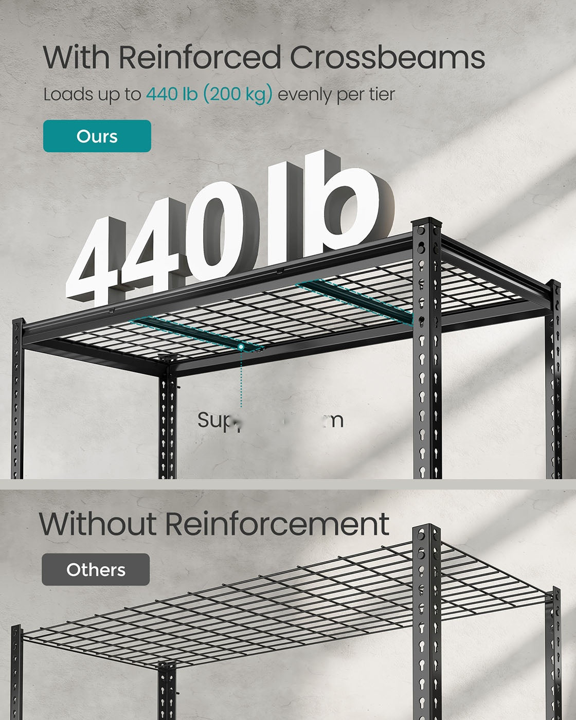 5 Tier Heavy Duty Garage Shelving, 2200 lb Capacity Boltless Rack - product photo 14