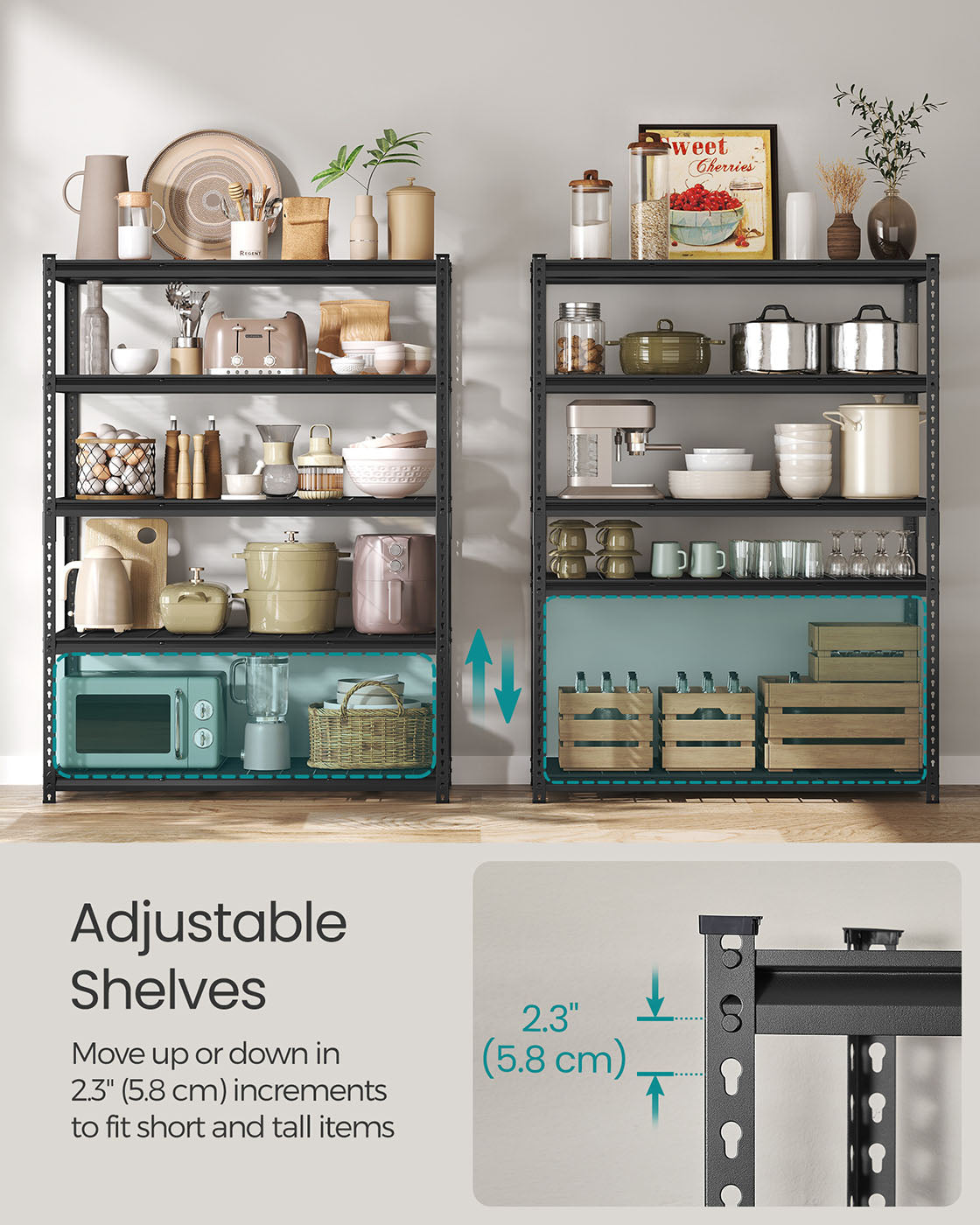 5 Tier Heavy Duty Garage Shelving, 2200 lb Capacity Boltless Rack - product photo 17
