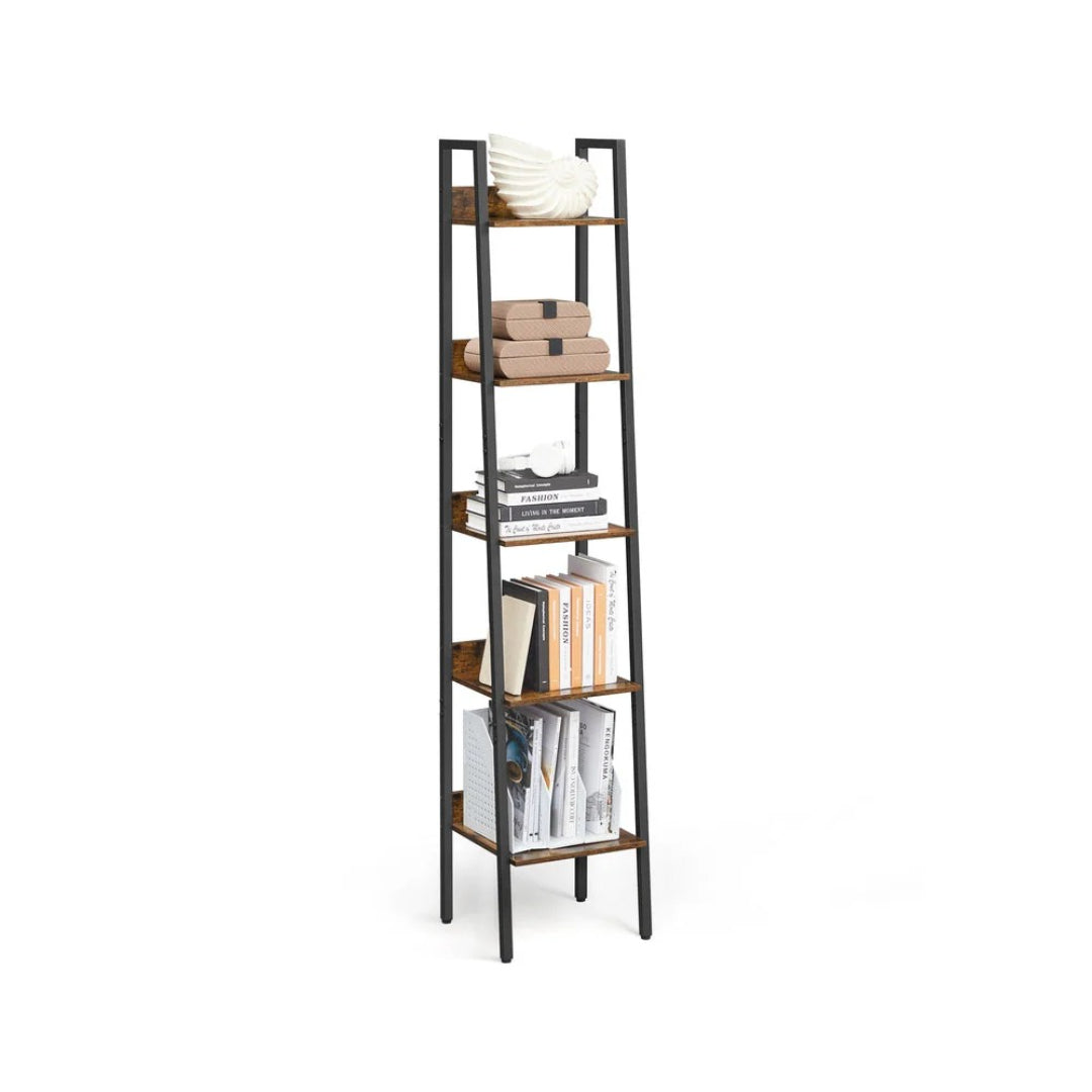 5 Tier Narrow Bookcase Ladder Shelf Space Saving Storage – product view 1 | Ridgefield Furniture