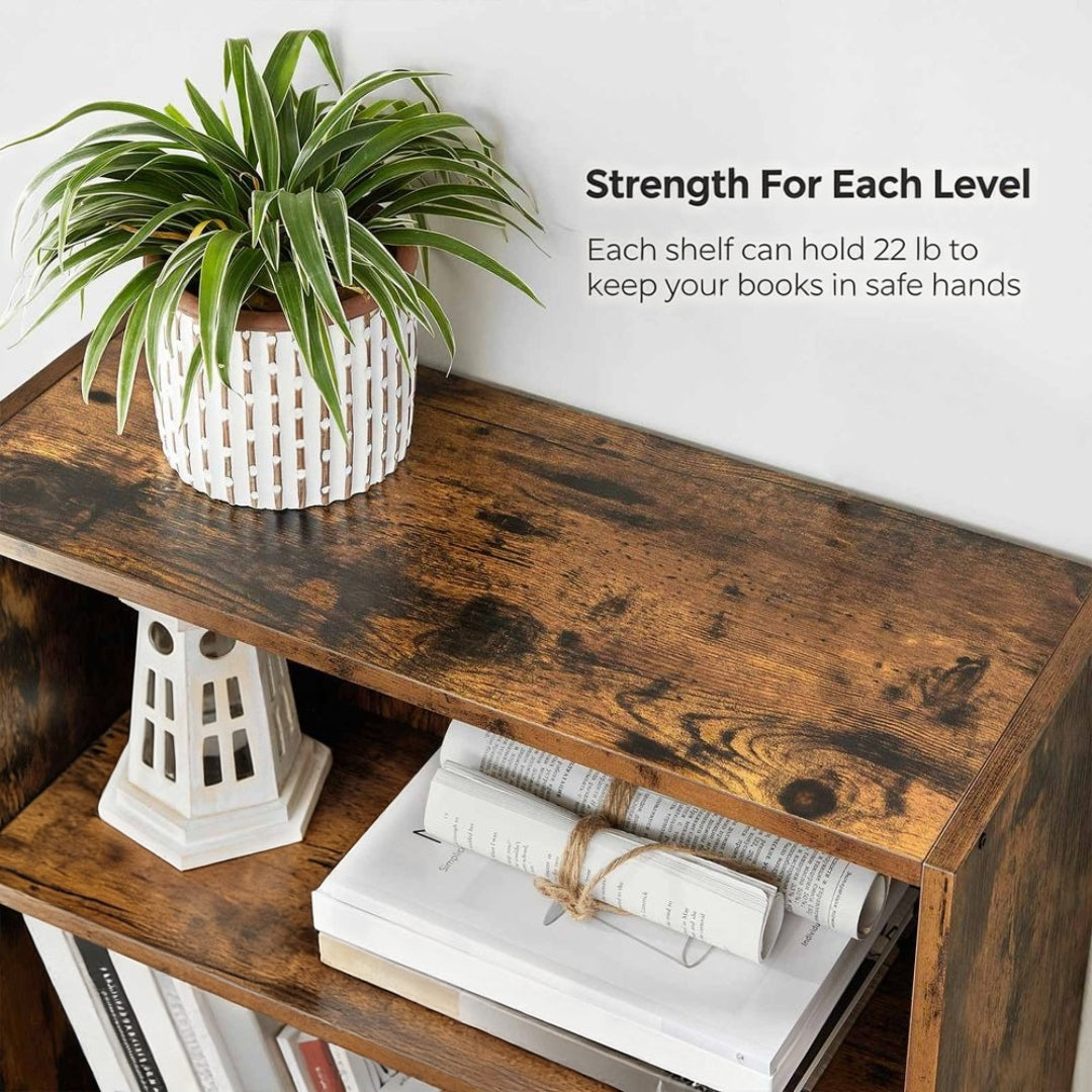 5 Tier Open Bookcase With Adjustable Storage Shelves – product view 5 | Ridgefield Furniture
