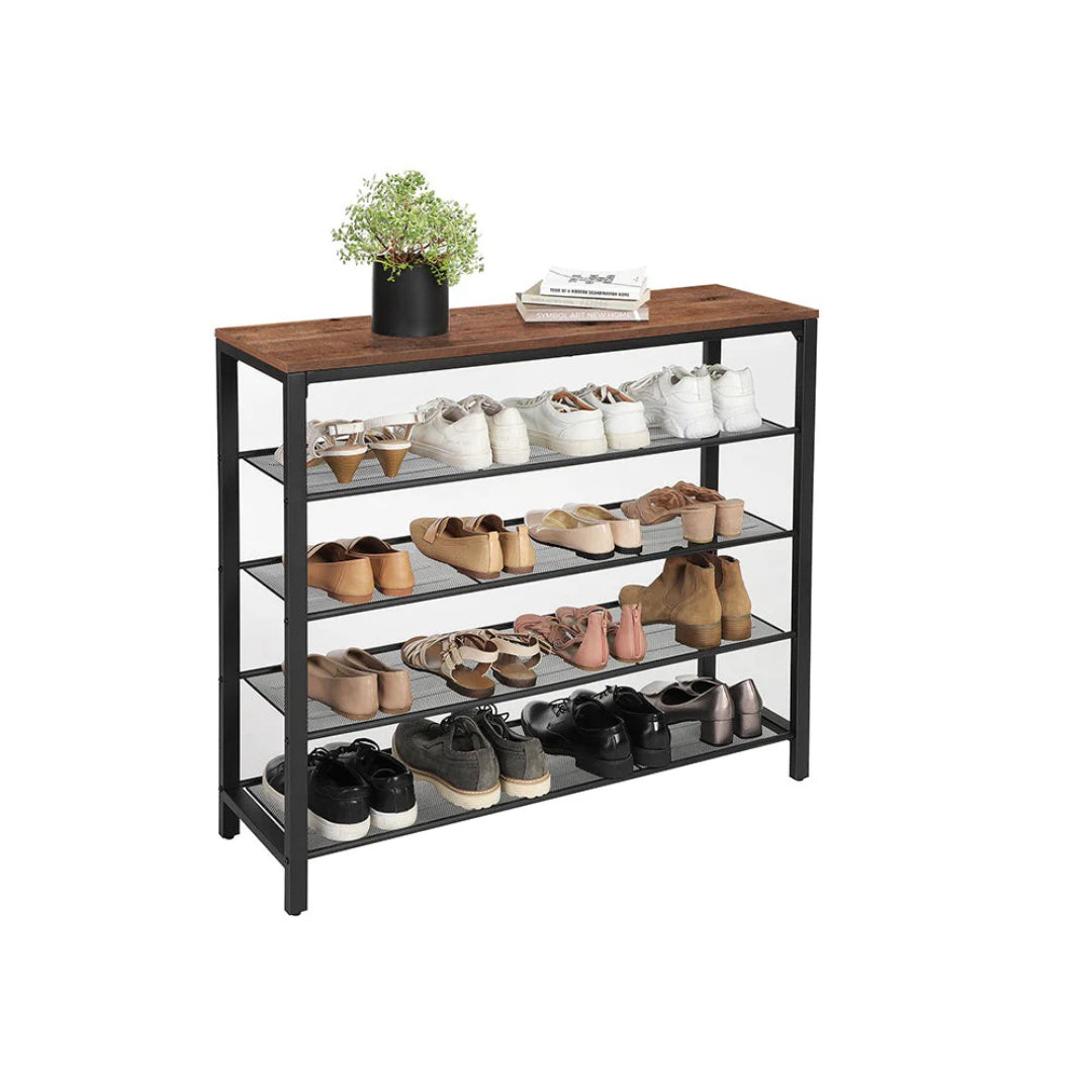 5 Tier Shoe Rack With Mesh Shelves & Storage Top Organizer – product view 1 | Ridgefield Furniture