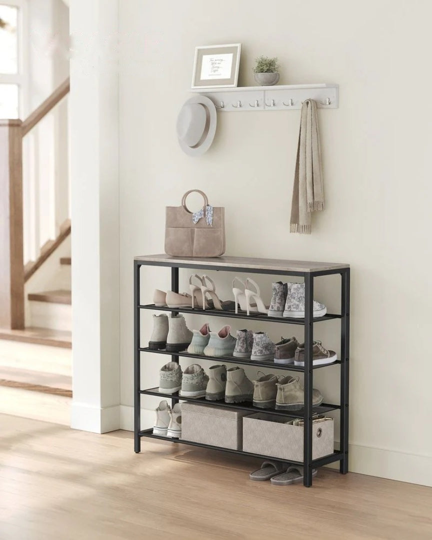 5 Tier Shoe Rack With Mesh Shelves & Storage Top Organizer – product view 5 | Ridgefield Furniture