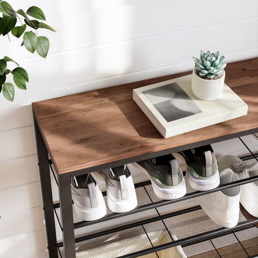 5 Tier Shoe Rack With Mesh Shelves & Storage Top Organizer – product view 12 | Ridgefield Furniture