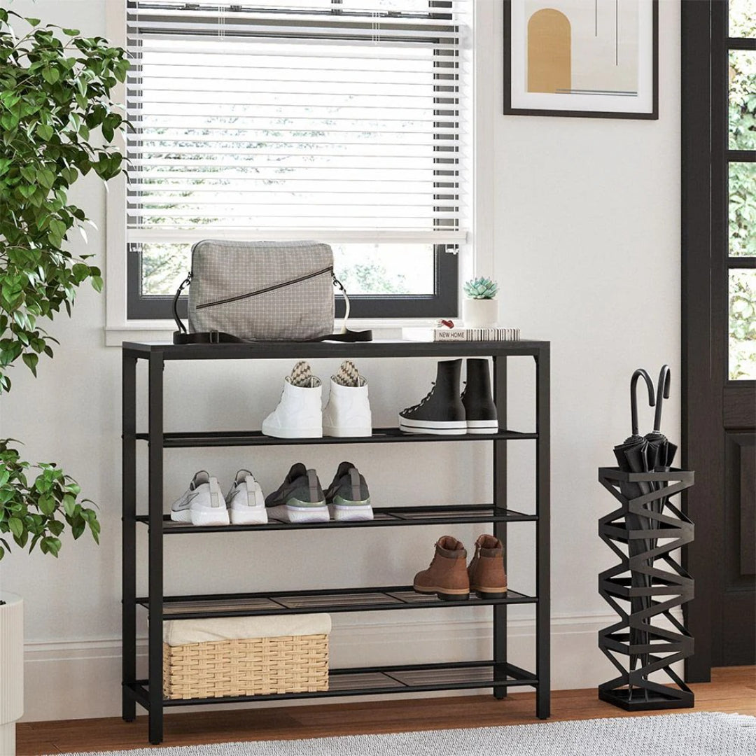 5 Tier Shoe Rack With Mesh Shelves & Storage Top Organizer – product view 15 | Ridgefield Furniture