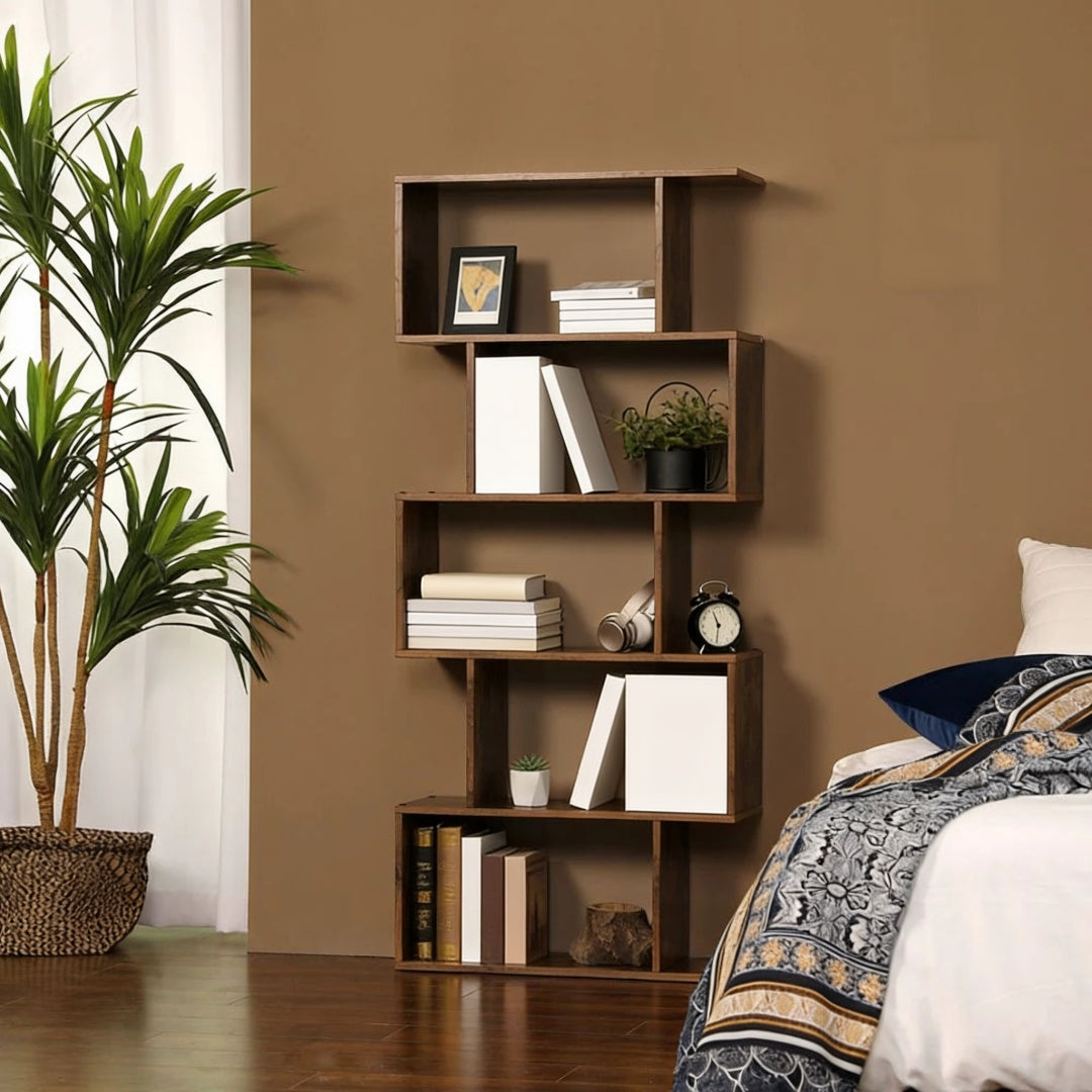 5 Tier Wooden Bookcase Storage Shelf Freestanding – product view 10 | Ridgefield Furniture